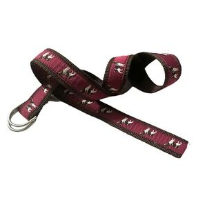 L.L. Bean Nylon Belt Springer? SPANIEL Dog SZ S/M Women’s Maroon/brown 39” Vntg